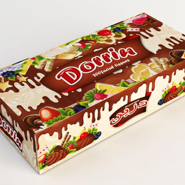 Dorrin 200 Facial Tissue - Chocolate Design